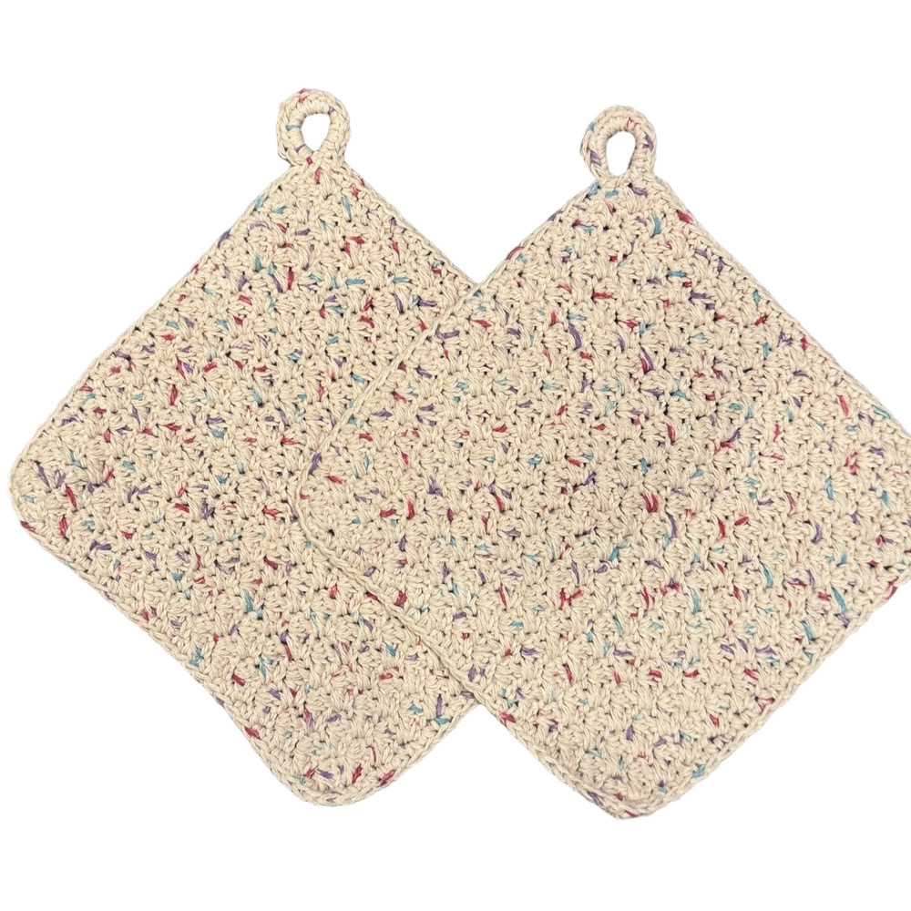 Handmade Crochet Facecloths Dishcloths Bath Scrubbies, 100% Cotton - 9”